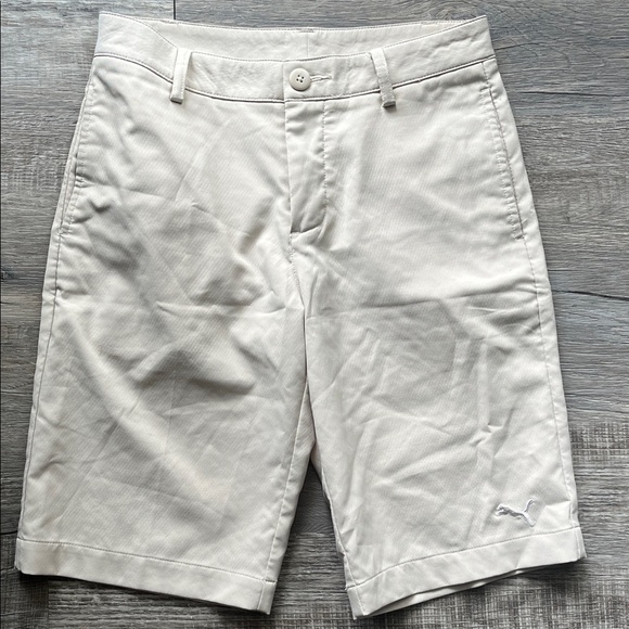 Puma Khaki Golf Shorts Dry Fit 11” Inseam Flat Front, Casual Work, Men’s Size M - Picture 1 of 11